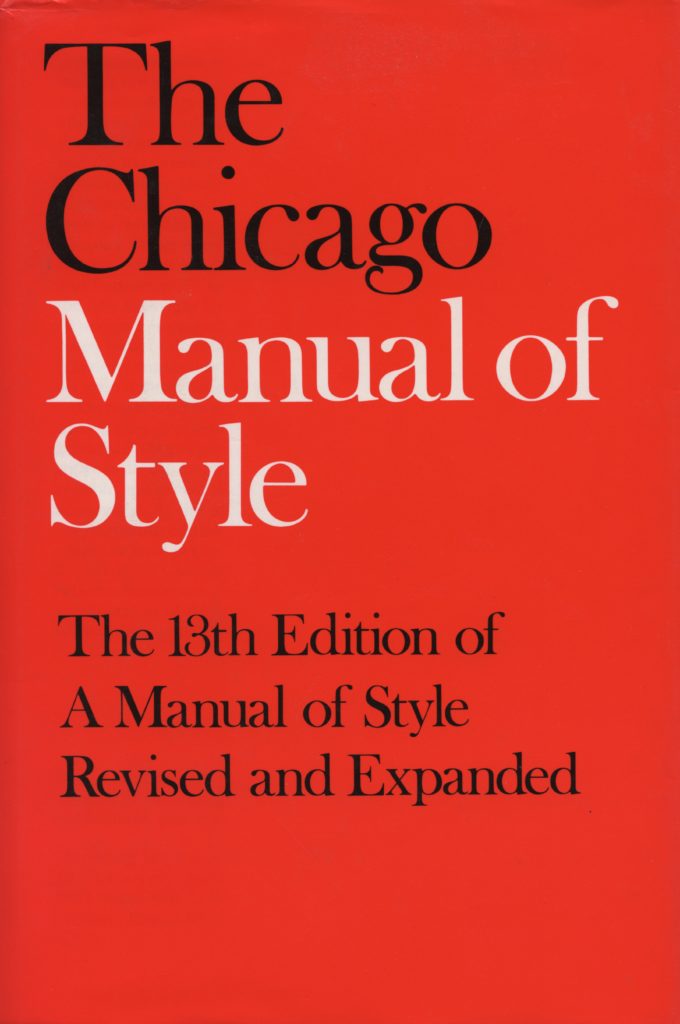 Chicago Manual of Style, 13th Edition
