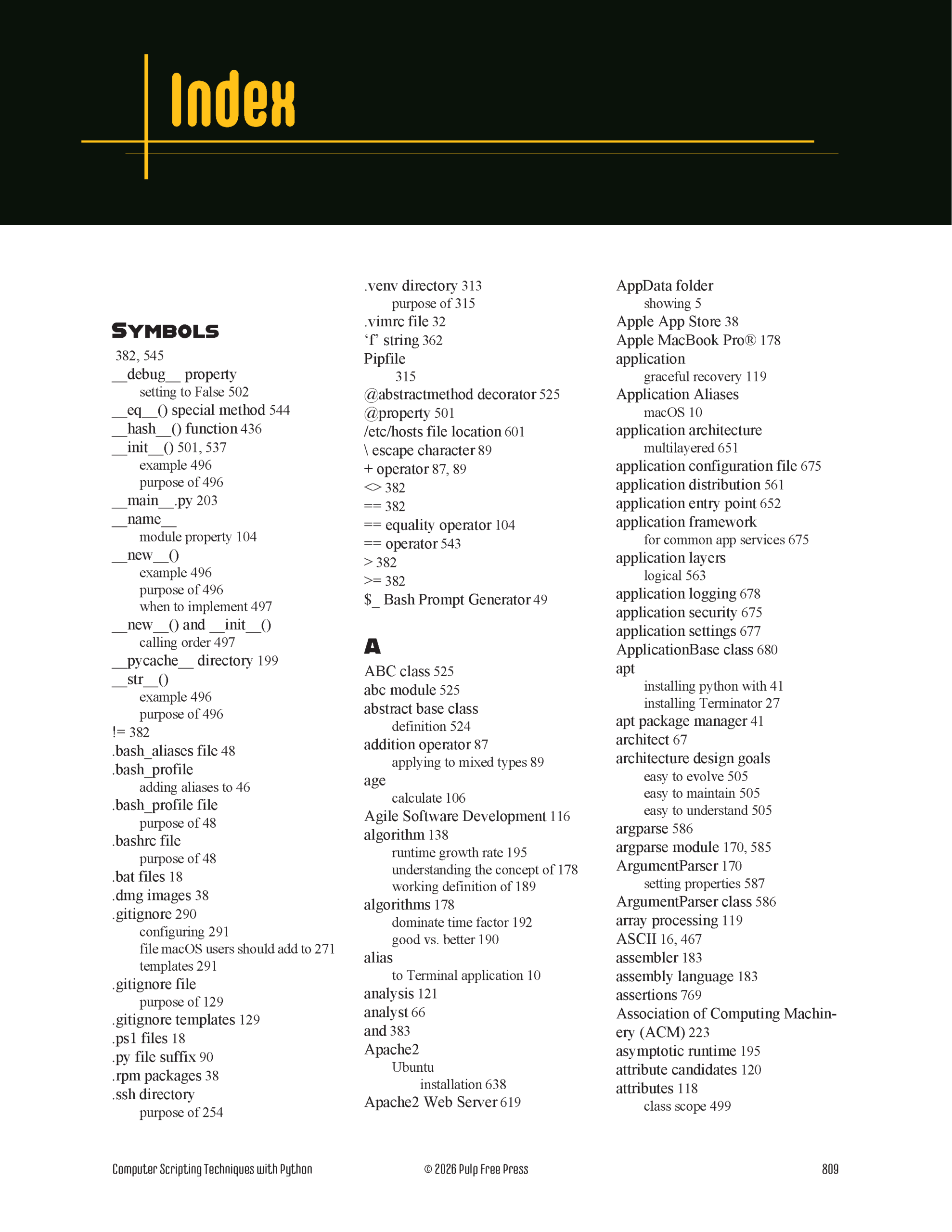 Computer Scripting Techniques with Python, First Edition, Index